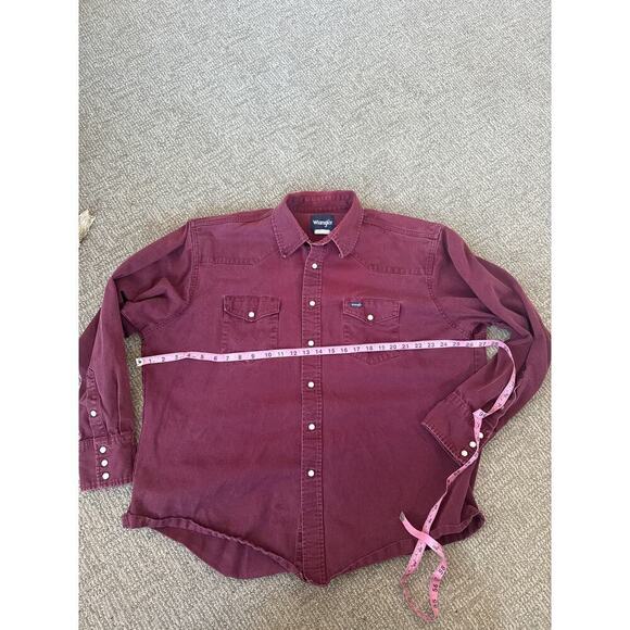 Wrangler burgundy, pearl snap, casual, button-down men’s shirt size large - Picture 1 of 6